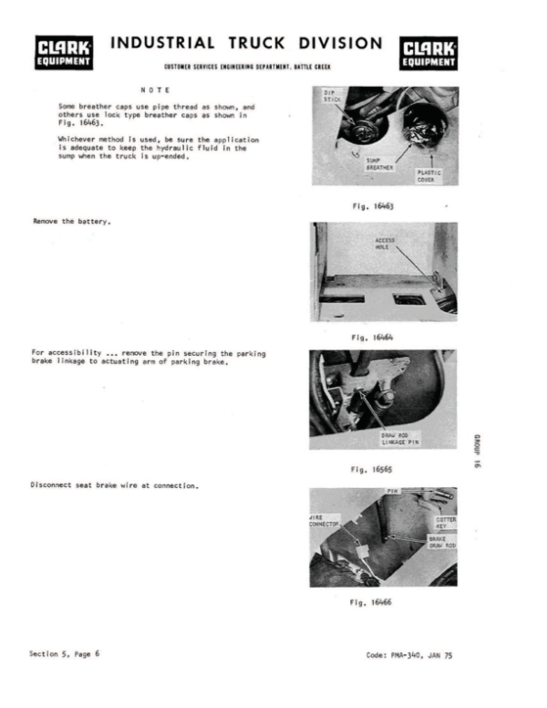 Clark EC500-20, EC500-25, EC500-S30 Forklift Overhaul Manual Workshop Guide