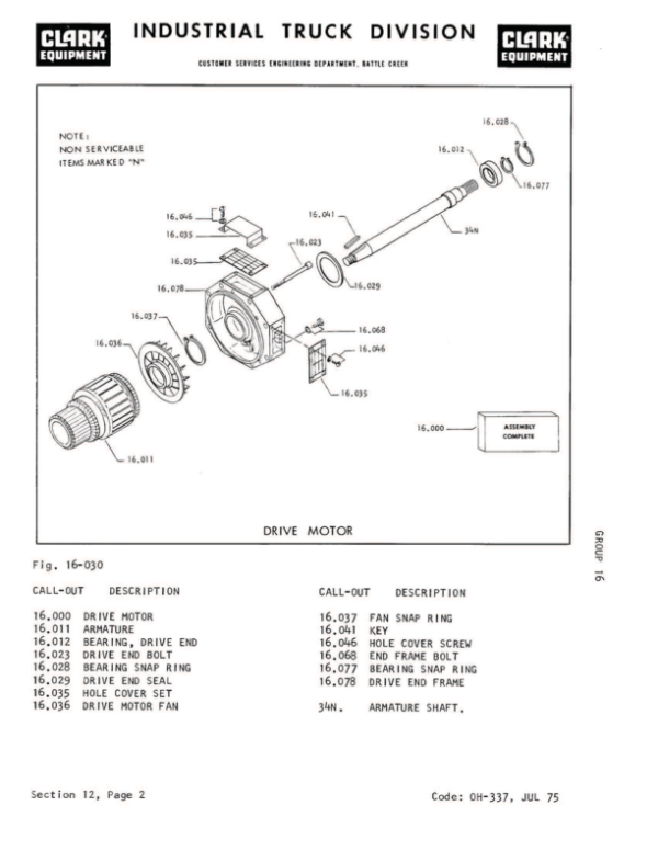 Clark EC500-60, EC500-70, EC500-80 Forklift Overhaul Manual Workshop Guide