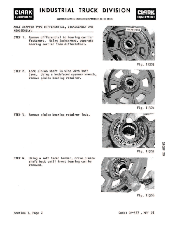 Clark EC500-30, EC500-35, EC500-40, EC500-45, EC500-50, EC500-55 Forklift Overhaul Manual Workshop Guide