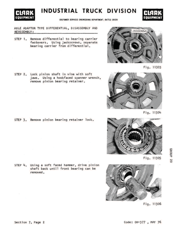 Clark EC500-30, EC500-35, EC500-40, EC500-45, EC500-50, EC500-55 Forklift Overhaul Manual Workshop Guide