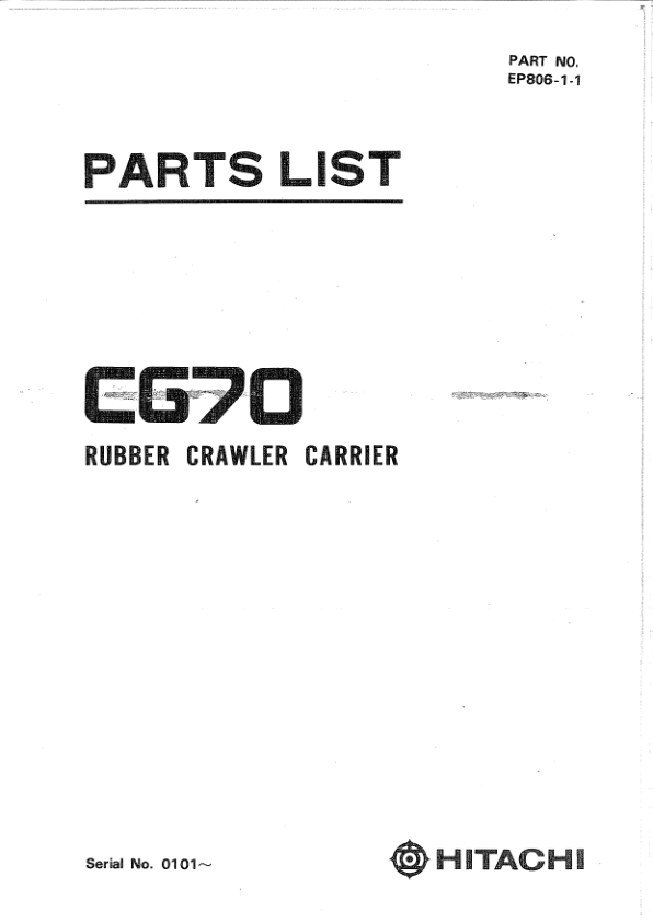 Hitachi CG70 Crawler Carriers Parts Catalog Manual – EP80611 Workshop Guide