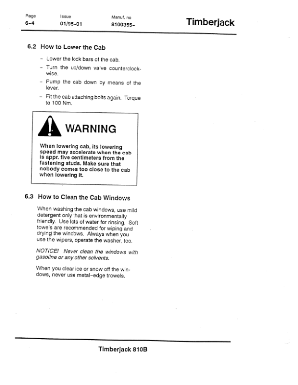 John Deere 810B Forwarders Operator’s Manuals (F035823) Workshop Guide