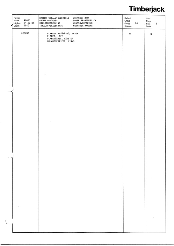 Timberjack 1010 Forwarders (SN 10101458–) Parts Catalog Manual Workshop Guide