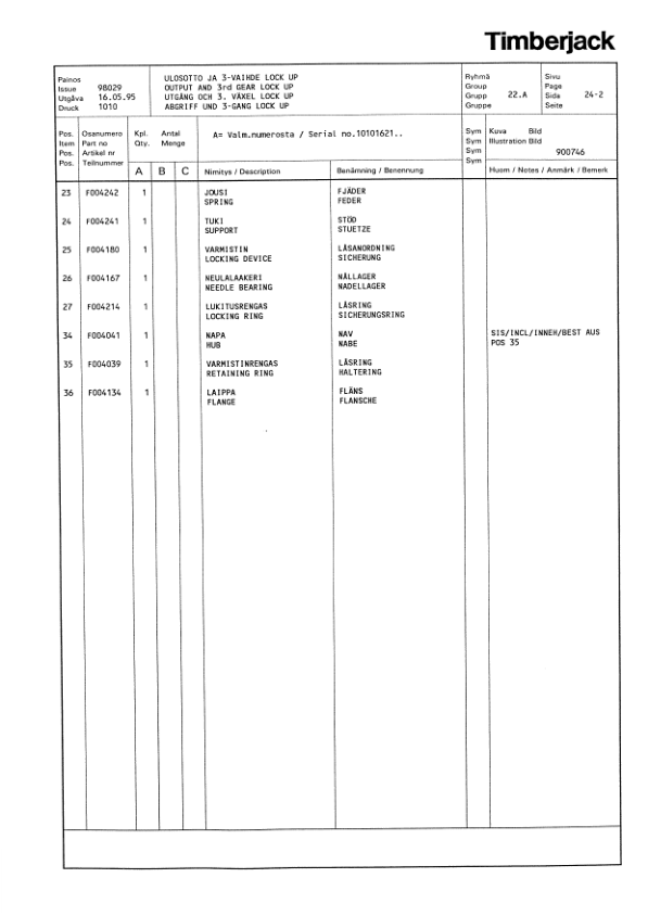 Timberjack 1010 Forwarders (SN 10101621–10101999) Parts Catalog Manual Workshop Guide