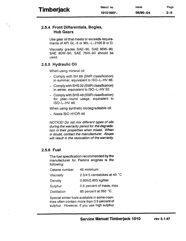John Deere 1010 Forwarders Operator’s Manuals (F041519) Workshop Guide
