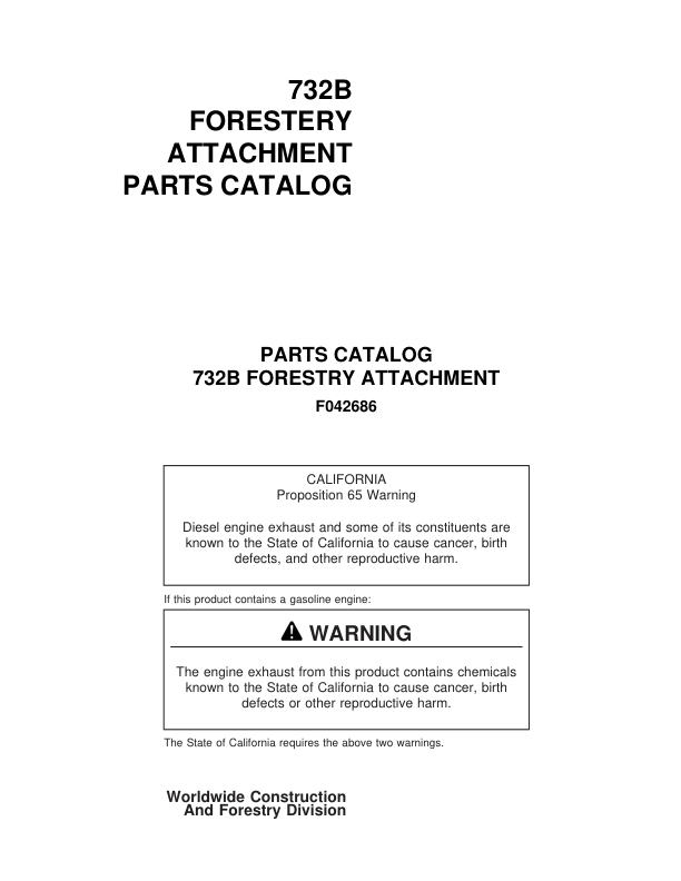 Timberjack 732B Harvesting Heads Parts Catalog Manual Workshop Guide