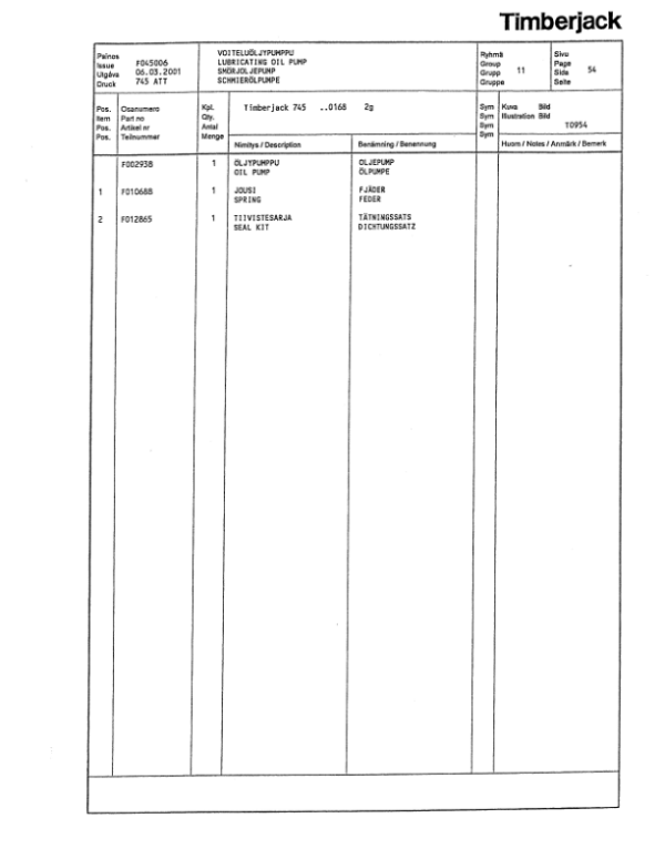 Timberjack 745 Harvesting Heads (SN 7450011- ) Parts Catalog Manual Workshop Guide