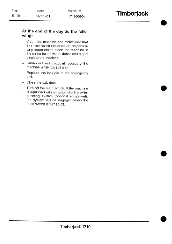 John Deere 1710 Forwarder Operator’s Manuals (F049502) Workshop Guide