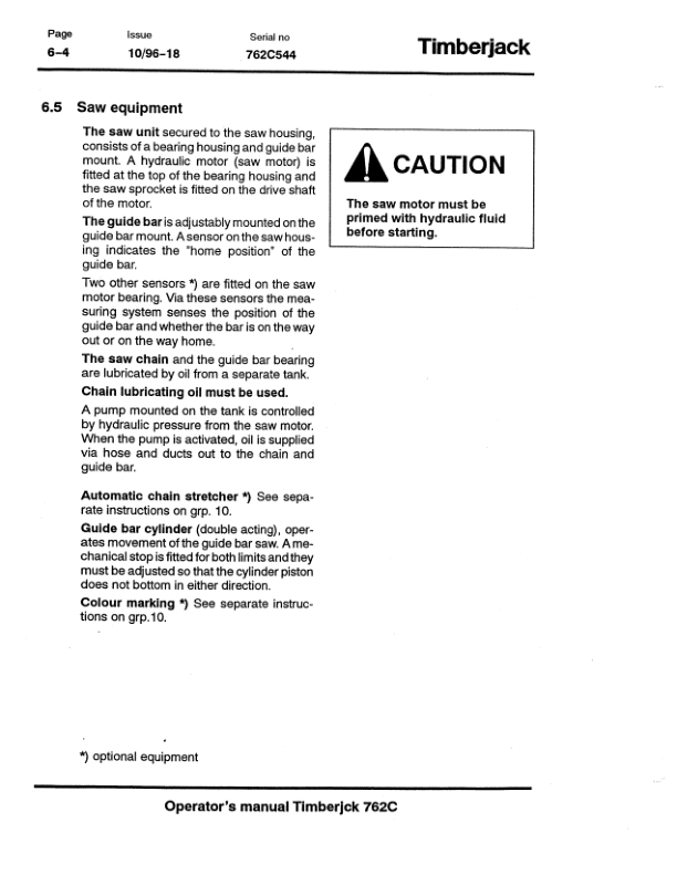 John Deere 762C Harvesting Heads Operator’s Manuals (F049546) Workshop Guide