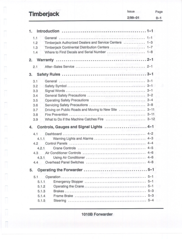 John Deere 1010B Forwarders Operator’s Manuals (F056454) Workshop Guide