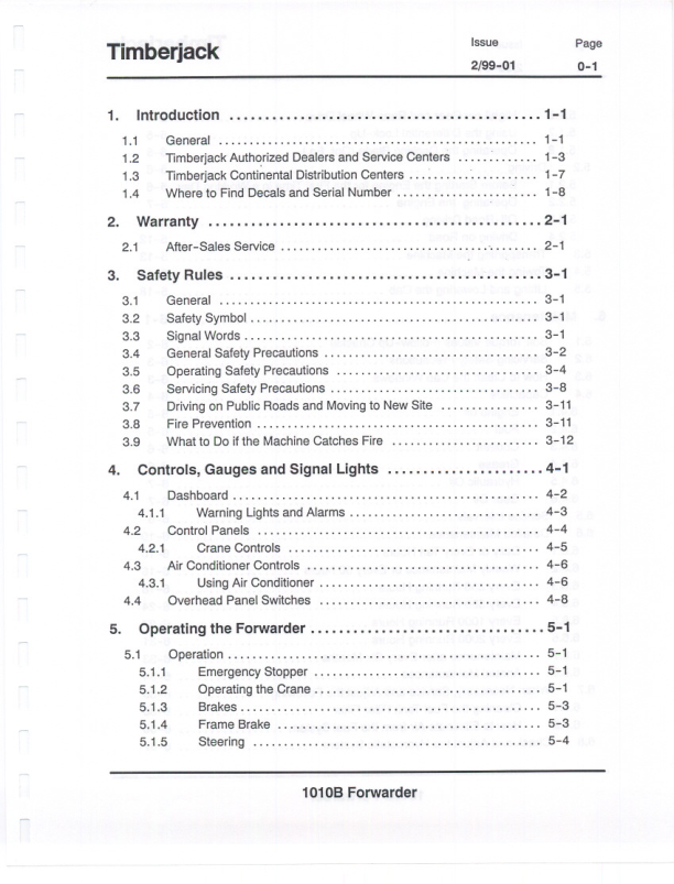 John Deere 1010B Forwarders Operator’s Manuals (F056454) Workshop Guide