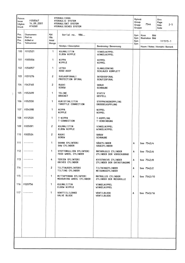 Watatah HTH260 Harvesting Heads (SN 37135-) Parts Catalog Manual Workshop Guide