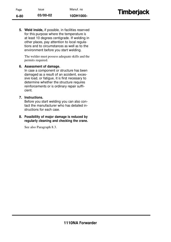 John Deere 1110NA Forwarders Operator’s Manuals (F059888) Workshop Guide