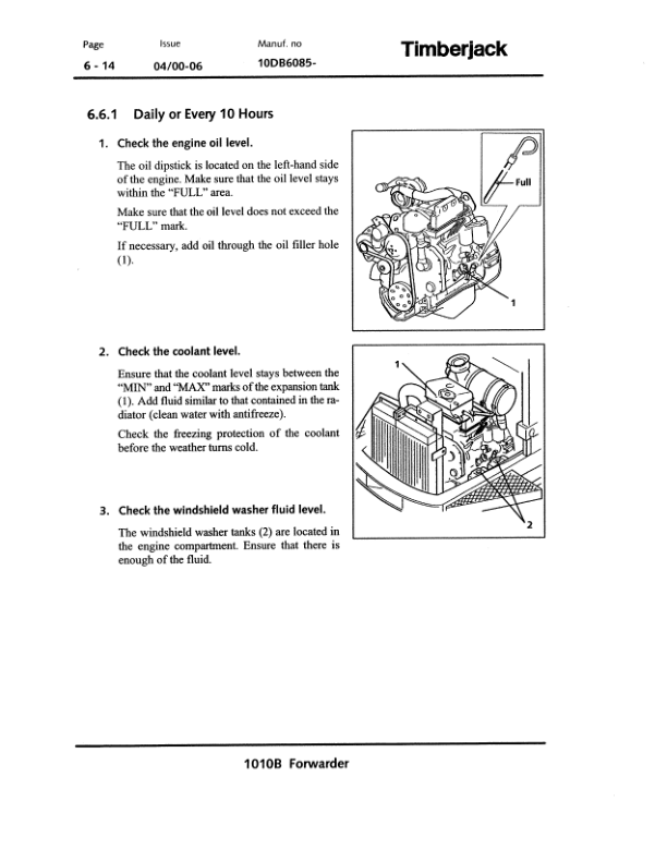 John Deere 1010B Forwarders Operator’s Manuals (F060208) Workshop Guide
