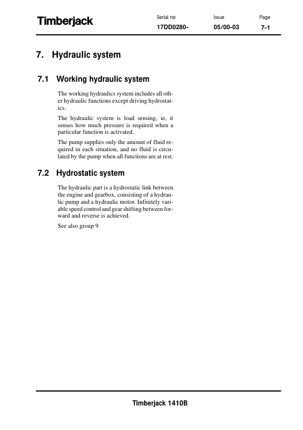 John Deere 1410B Forwarders Operator’s Manuals (F060393) Workshop Guide