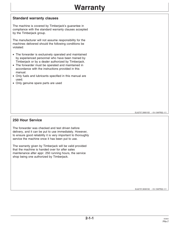 John Deere 1110D Forwarders Operator’s Manuals (F064826) Workshop Guide