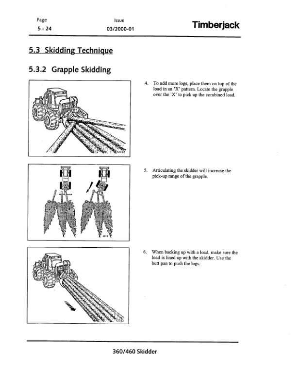 John Deere 360, 460 Skidders Operator’s Manuals (F296047A) Workshop Guide
