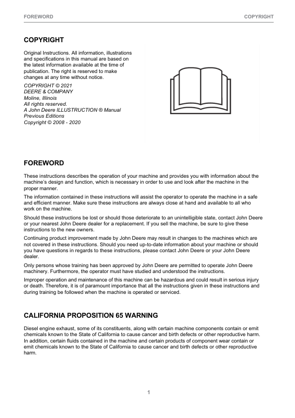 John Deere 1210G T2 FFC, 1510G T2 FFC Forwarders Operator’s Manuals (F710917) Workshop Guide