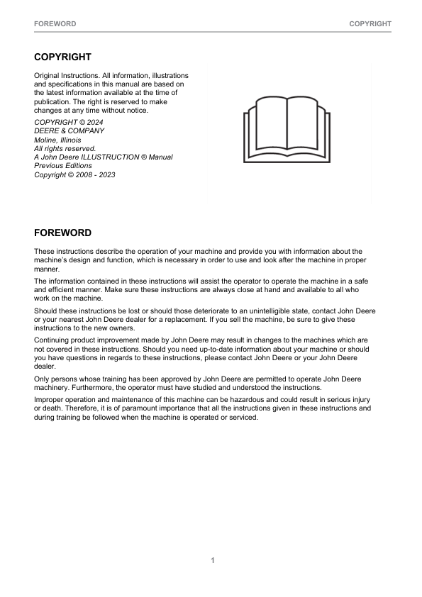 John Deere 1910E Forwarders Operator’s Manuals (F710966) Workshop Guide