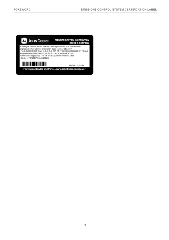 John Deere 910G, 1010G Forwarders Operator’s Manuals (F712253) Workshop Guide