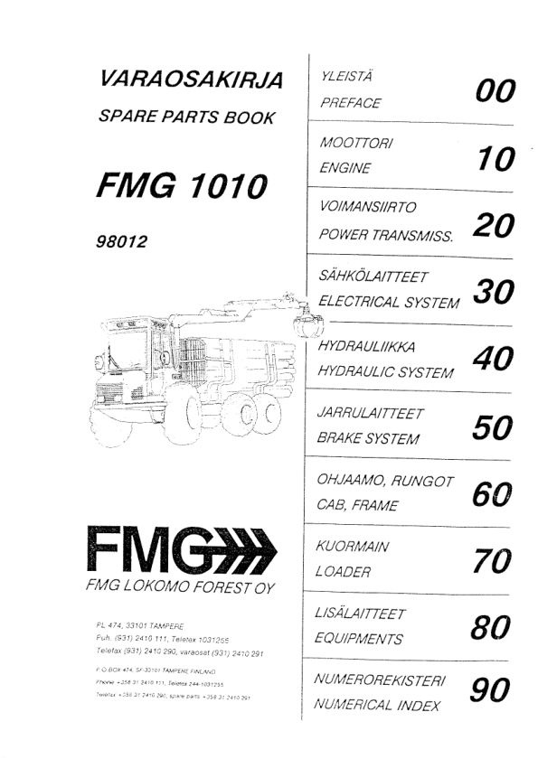 John Deere 1010 Forwarders (SN 10101300–10101457) Parts Catalog Manual – F98012E Workshop Guide