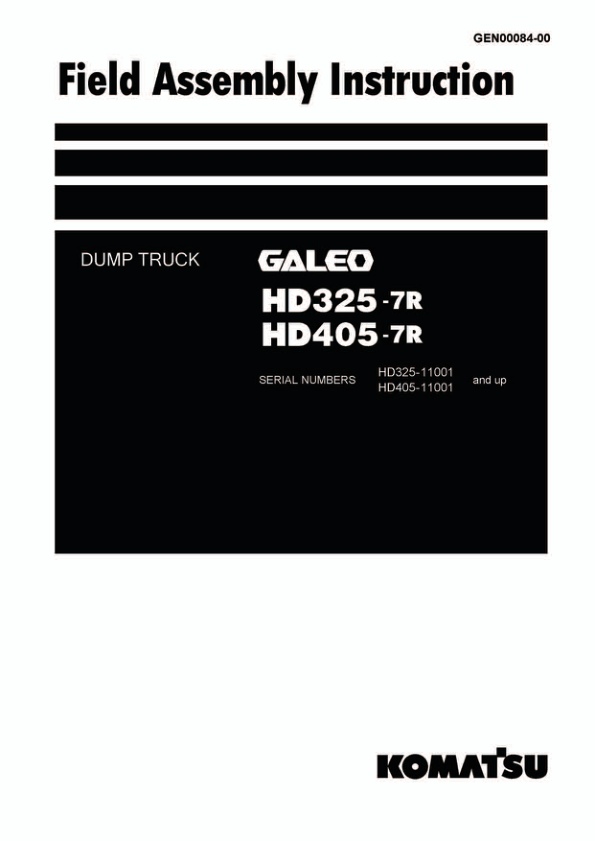 Komatsu HD325-7R, HD405-7R Dump Truck Service Repair Manual Workshop Guide