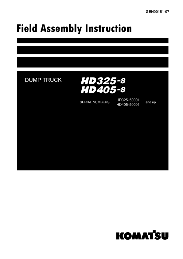 Komatsu HD325-8, HD405-8 Dump Truck Service Repair Manual Workshop Guide