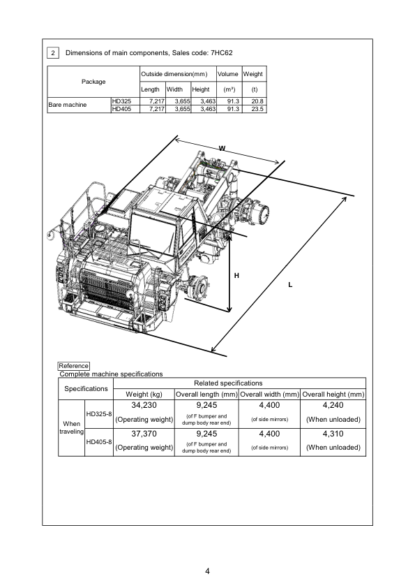 Komatsu HD325-8, HD405-8 Dump Truck Service Repair Manual Workshop Guide