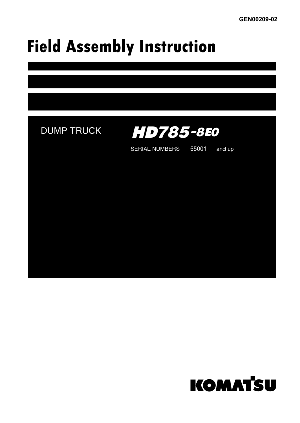 Komatsu HD785-8E0 Dump Truck Service Repair Manual Workshop Guide