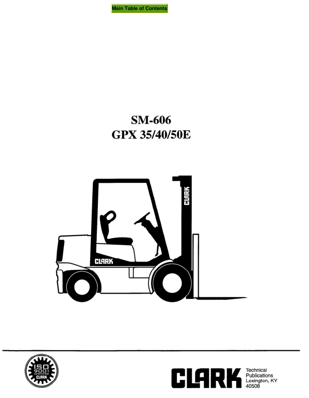 Clark GPX30E, GPX35E, GPXS40E, GPX40E, GPX50E Forklift Service Repair Manual Workshop Guide
