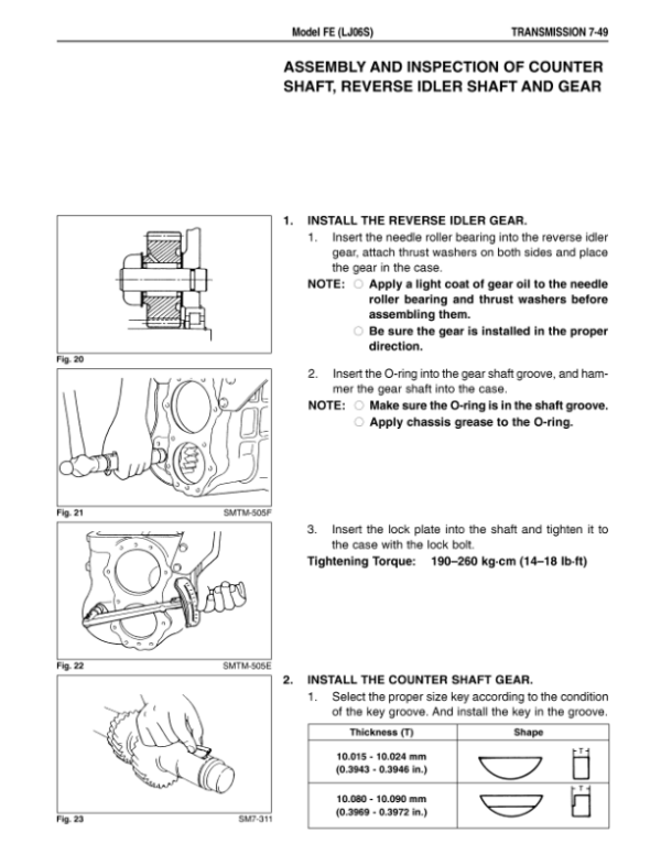 Hino Truck FD2J, FE2J, SG1J Year 2004 Repair Manual (FD, FE, SG)