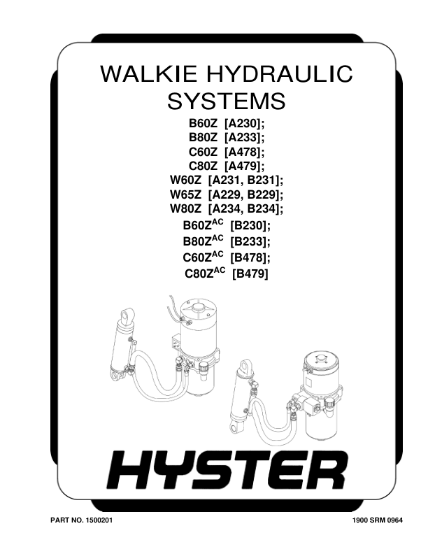 Hyster B60ZAC Pallet Truck B230 Series Repair Manual Workshop Guide