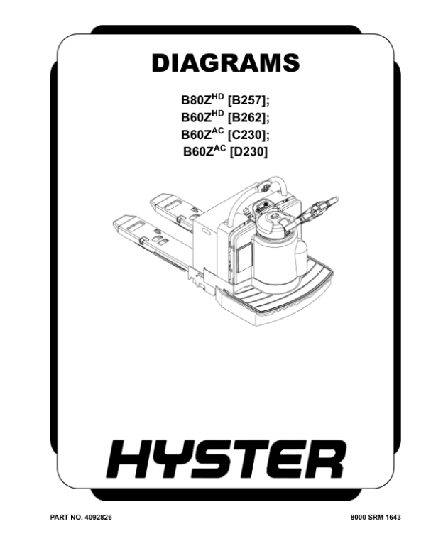 Hyster B60ZAC Pallet Truck D230 Series Repair Manual Workshop Guide