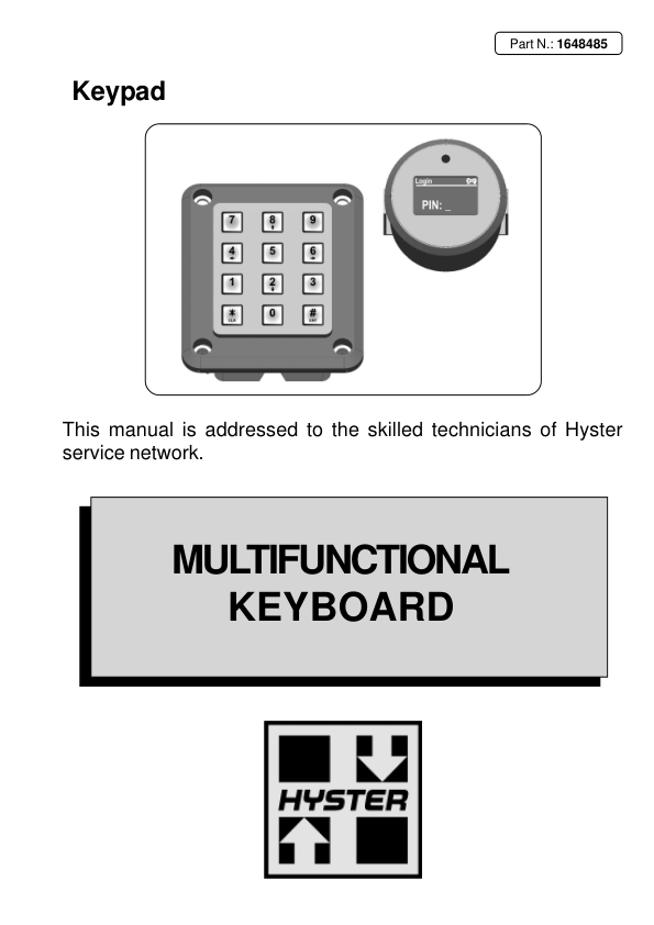 Hyster C60XT2, C80XT2 Pallet Trucks A499 Series Repair Manual Workshop Guide