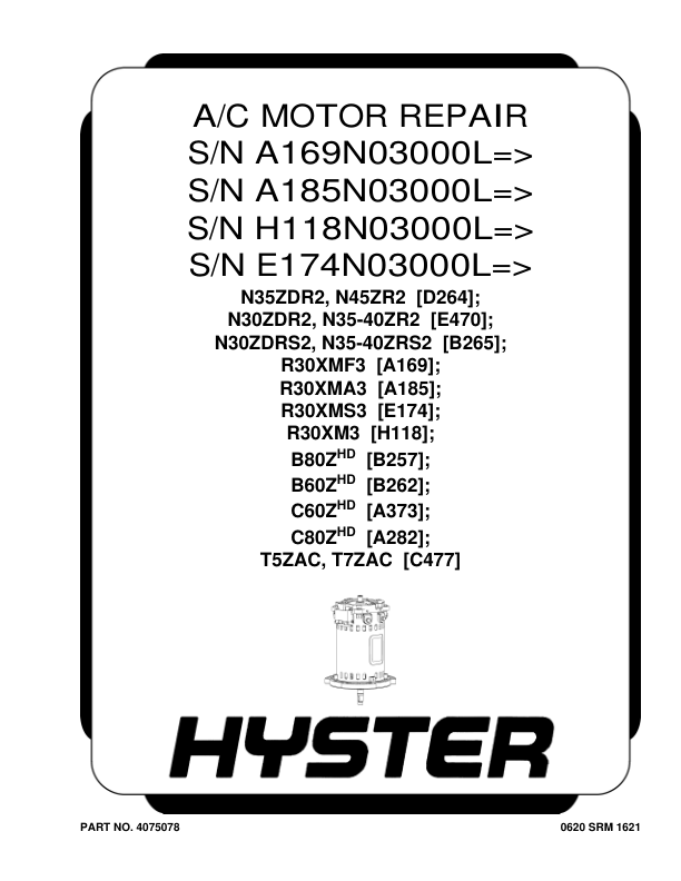 Hyster C60ZHD, C80ZHD Pallet Trucks A282 Series Repair Manual Workshop Guide