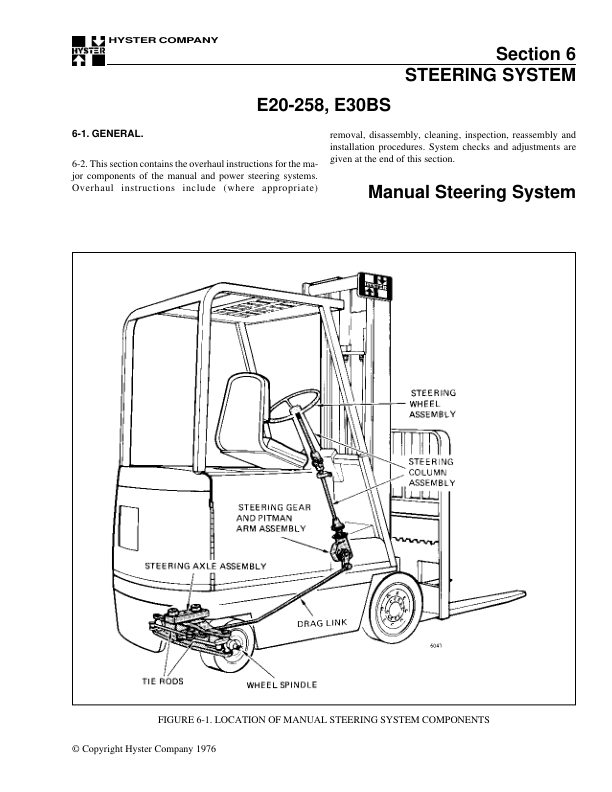 Hyster E20B, E20BH, E25B, E25BH, E30BH, E30BS Electric Forklift Truck B114 Series Repair Manual (USA) Workshop Guide