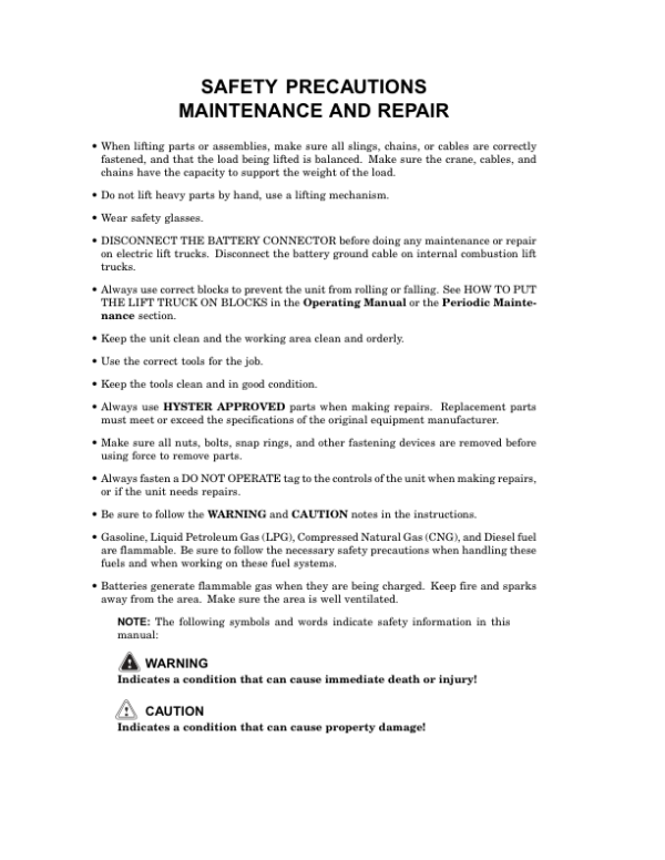 Hyster E45Z, E50Z, E55Z, E60Z, E65Z Electric Forklift Truck G108 Series Repair Manual (USA) Workshop Guide
