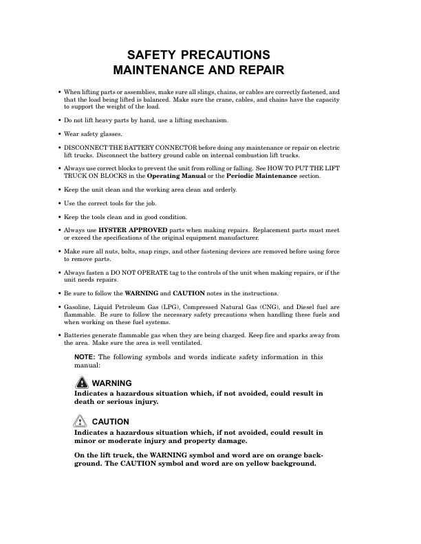 Hyster E70Z, E80Z, E100Z, E100ZS, E120Z Electric ForkLift Truck E098 Series Repair Manual (USA) Workshop Guide
