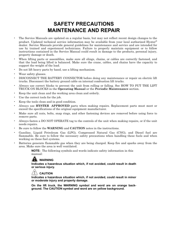 Hyster H16.00XM(S)-12, H18.00XM(S)-12 Forklift Truck B236 Series Repair Manual (EU) Workshop Guide