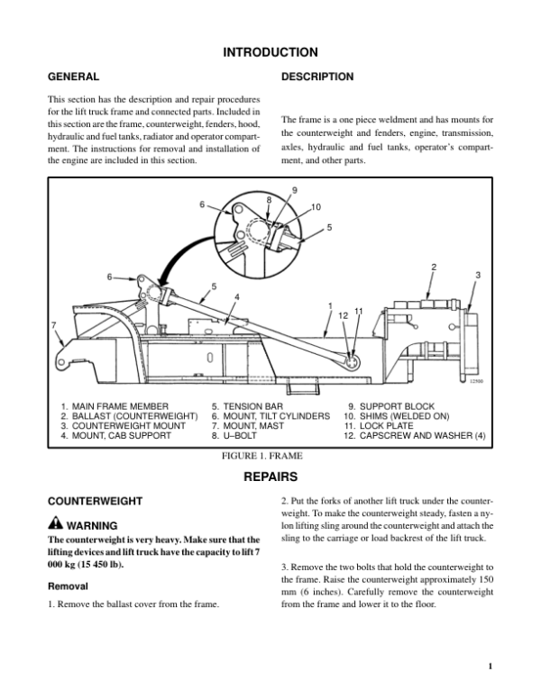 Hyster H36.00C, H40.00C, H44.00C, H48.00CH Forklift Truck C117 SeriesRepair Manual (EU) Workshop Guide