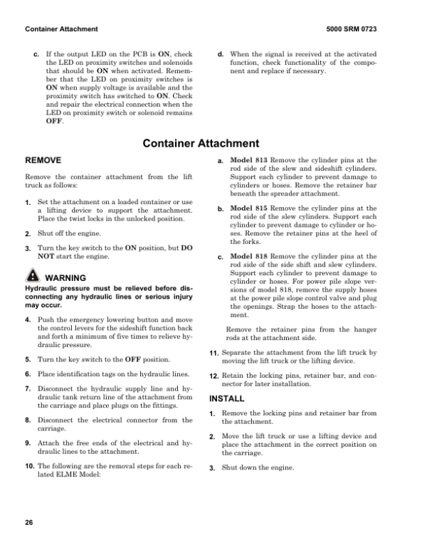 Hyster H40.00XM-16CH, H44.00XM-16CH, H48.00XM-16CH, H50.00XM-16CH, H52.00XM-16CH Forklift F117 Series Repair Manual Workshop Guide