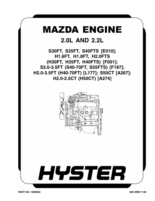 Hyster H50CT Diesel & LPG Forklift Truck A274 Series Repair Manual (USA) Workshop Guide