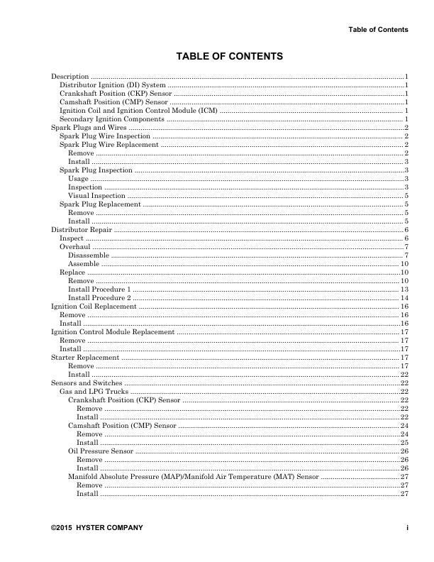 Hyster H8.0FT, H9.0FT, H8.0FT9 Forklift Truck A299 Series Repair Manual (EU) Workshop Guide