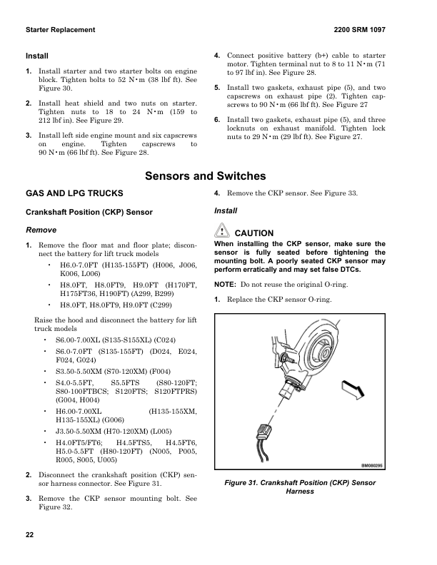 Hyster H80FT, H90FT, H100FT, H110FT, H120FT Forklift Trucks S005 Series Repair Manual Workshop Guide