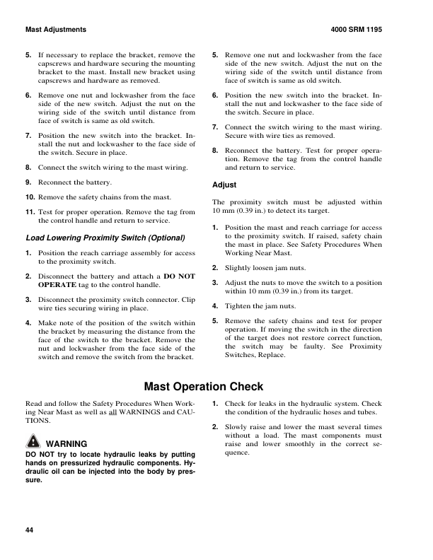 Hyster N35ZR2, N40ZR2, N30ZDR2 Reach Truck E470 Series Repair Manual Workshop Guide