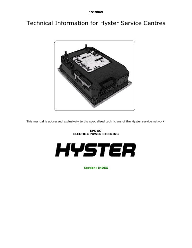 Hyster R1.4, R1.4H, R1.6, R1.6H, R1.6N, R2.0, R2.0H, R2.0W, R2.5 Forklift C435 Series Repair Manual Workshop Guide