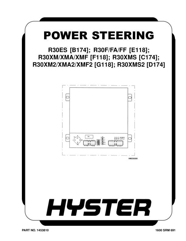 Hyster R30ES Electric Reach Truck B174 Series Repair Manual Workshop Guide