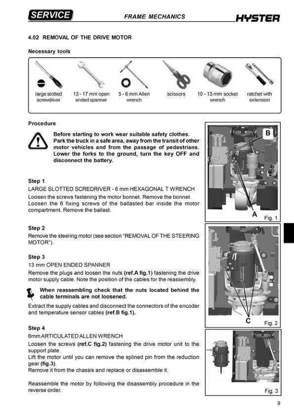 Hyster S1.0C, S1.2C, S1.5C Electric Counterbalanced Stacker B447 Series Repair Manual Workshop Guide
