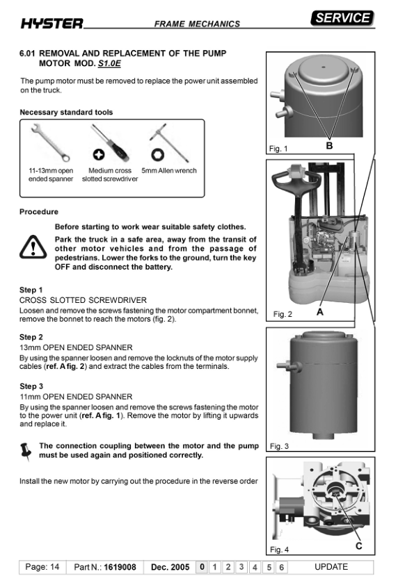 Hyster S1.0E Electric Pedestrian Stacker B440 Series Repair Manual Workshop Guide