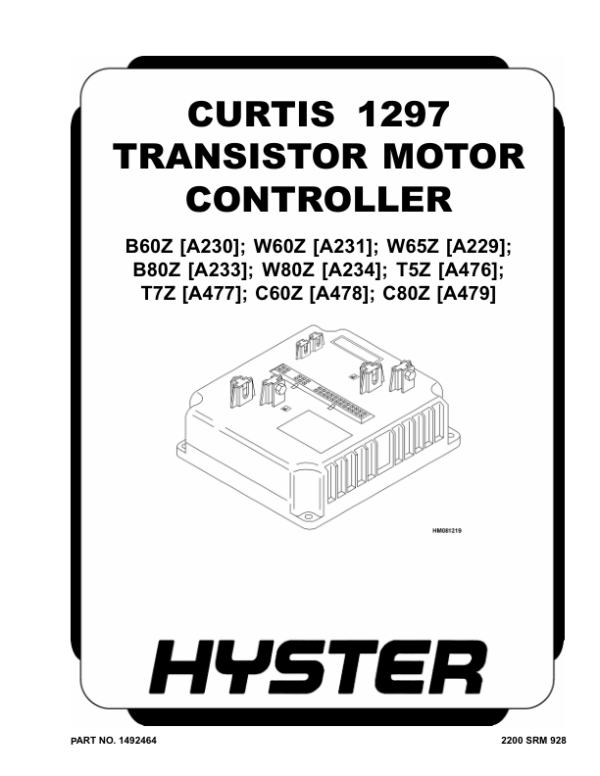 Hyster T5Z Tow Tractor A476 Series Repair Manual Workshop Guide